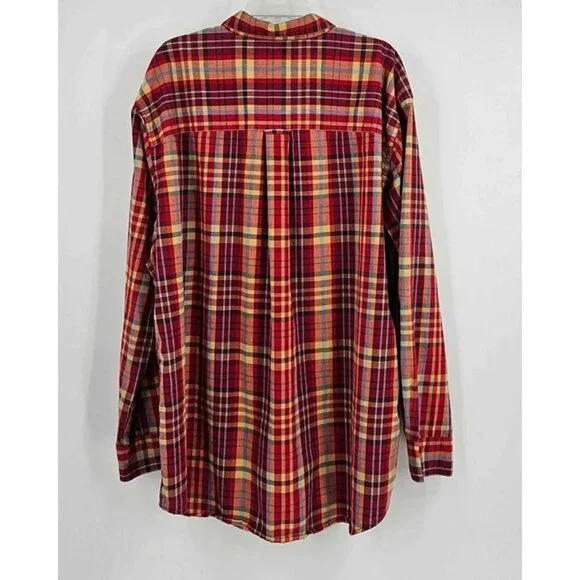 Chaps Easy Care Mens Long Sleeve Button Front Red Yellow Plaid Shirt Sz XXL - Picture 2 of 3